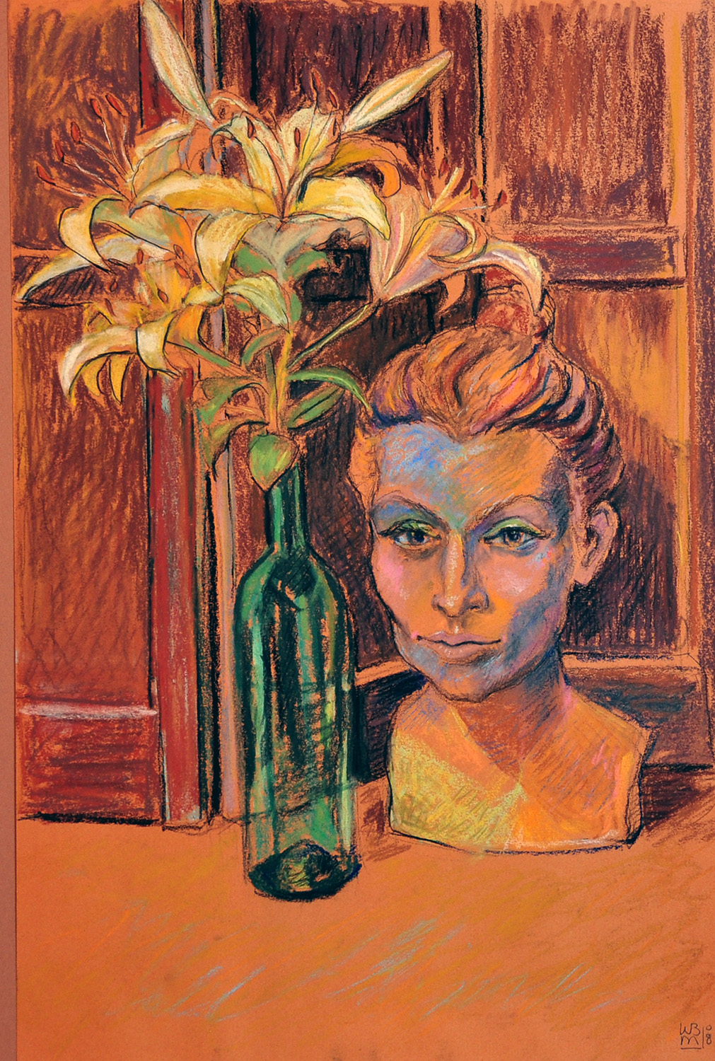 Still Life, Woman and Flowers